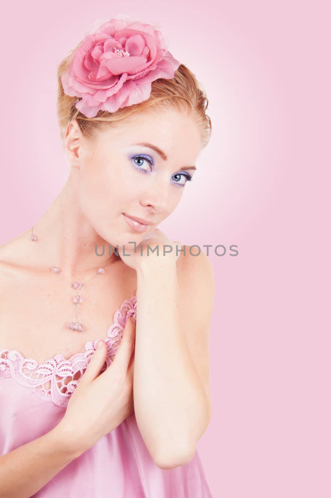 Sensual woman in lingerie and with flower by Angel_a