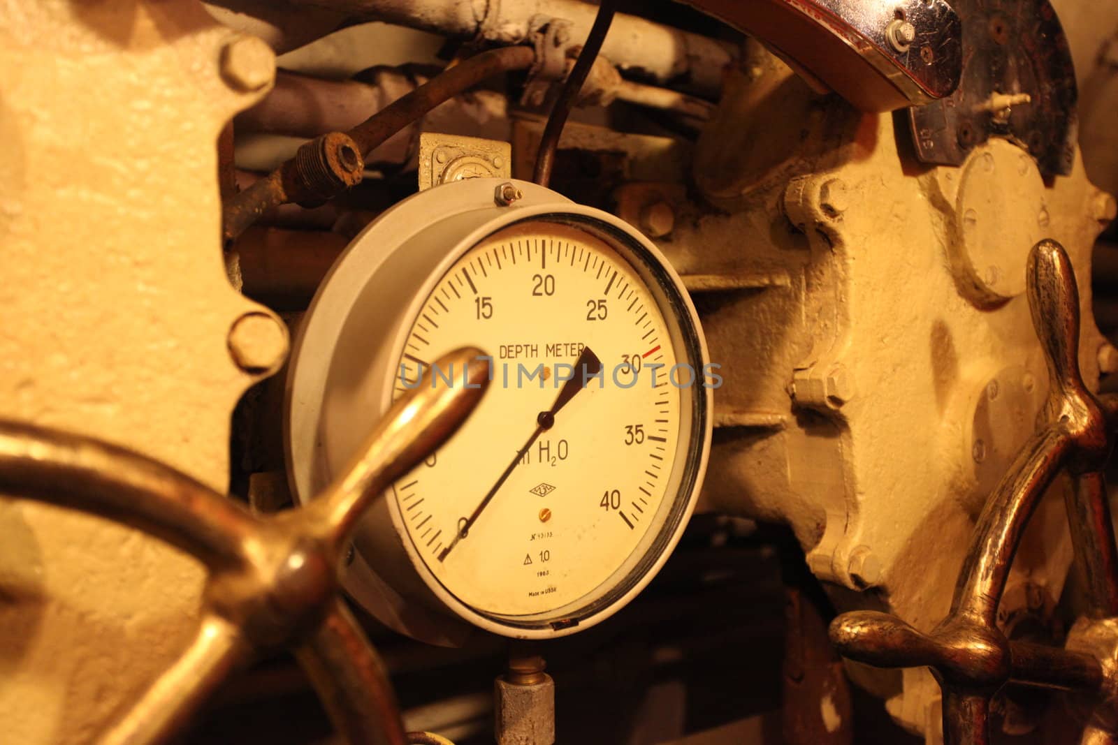 Depth meter on board Russian submarine