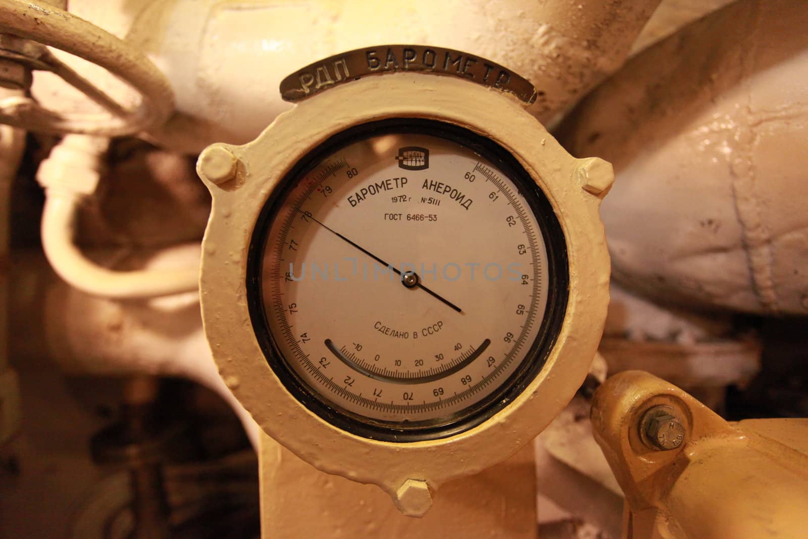 Aneroid barometer on board the submarine