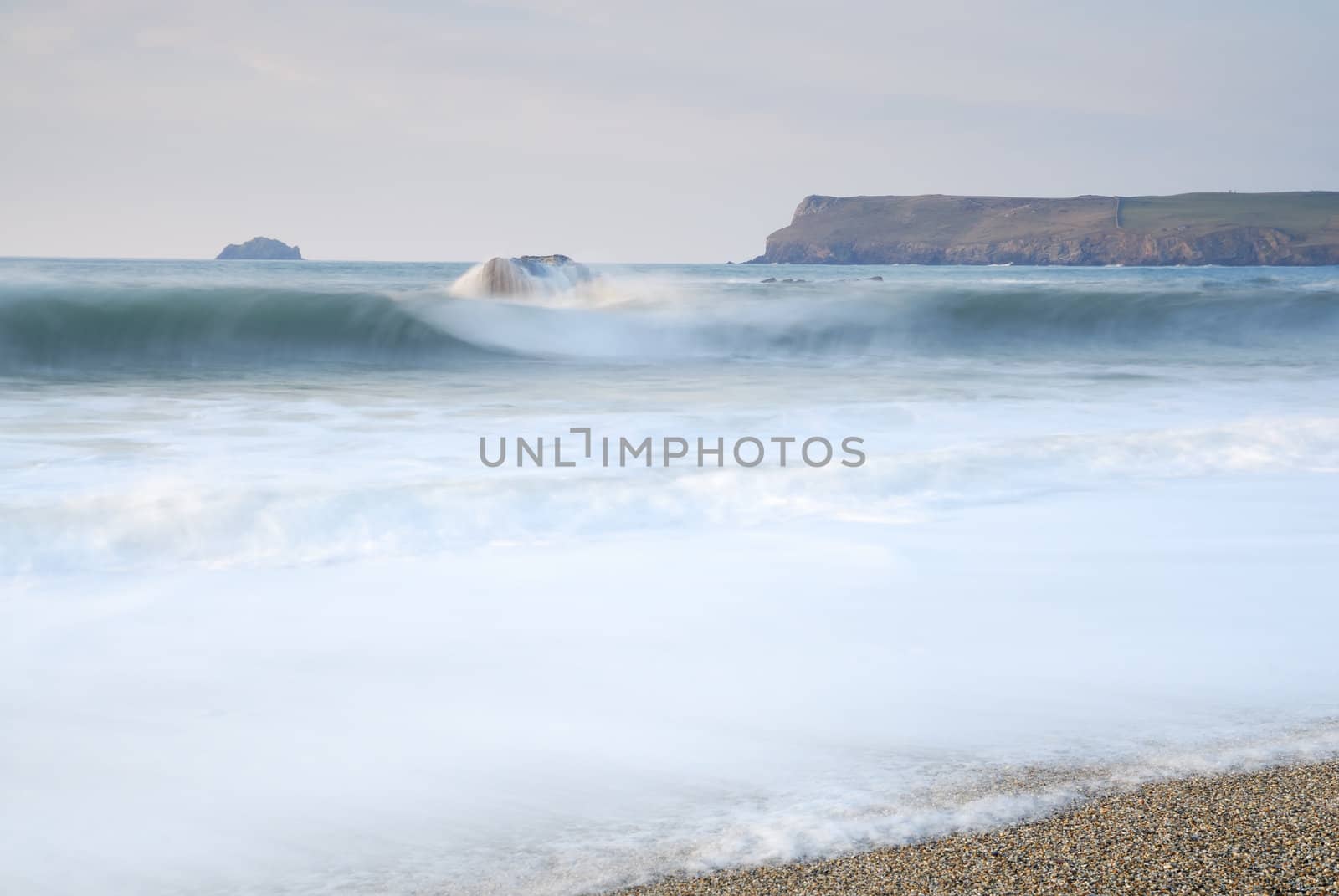 Cornish seascape shot in twilight. Taken from Greenaways beach.