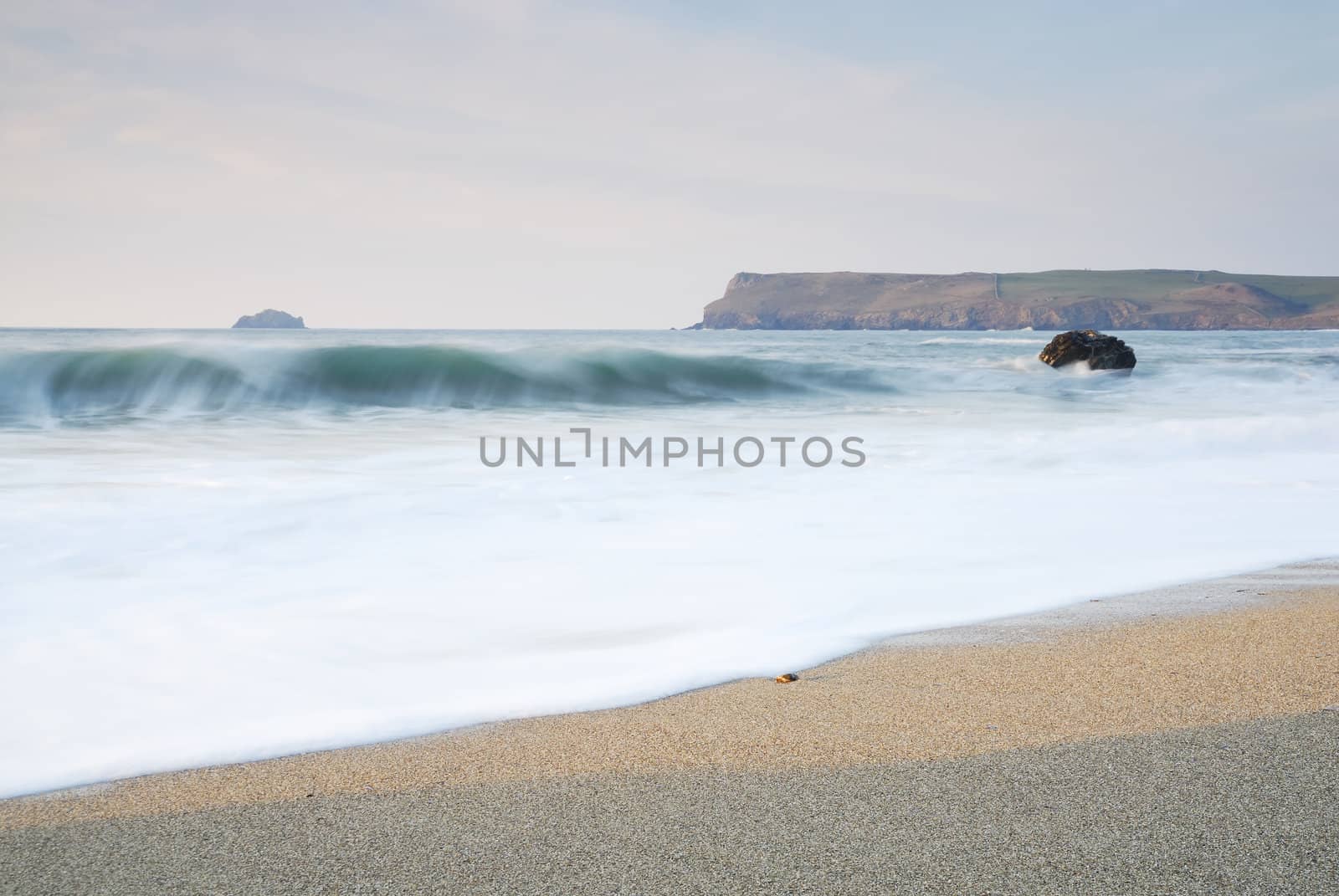 Cornish seascape shot in twilight. Taken from Greenaways beach.