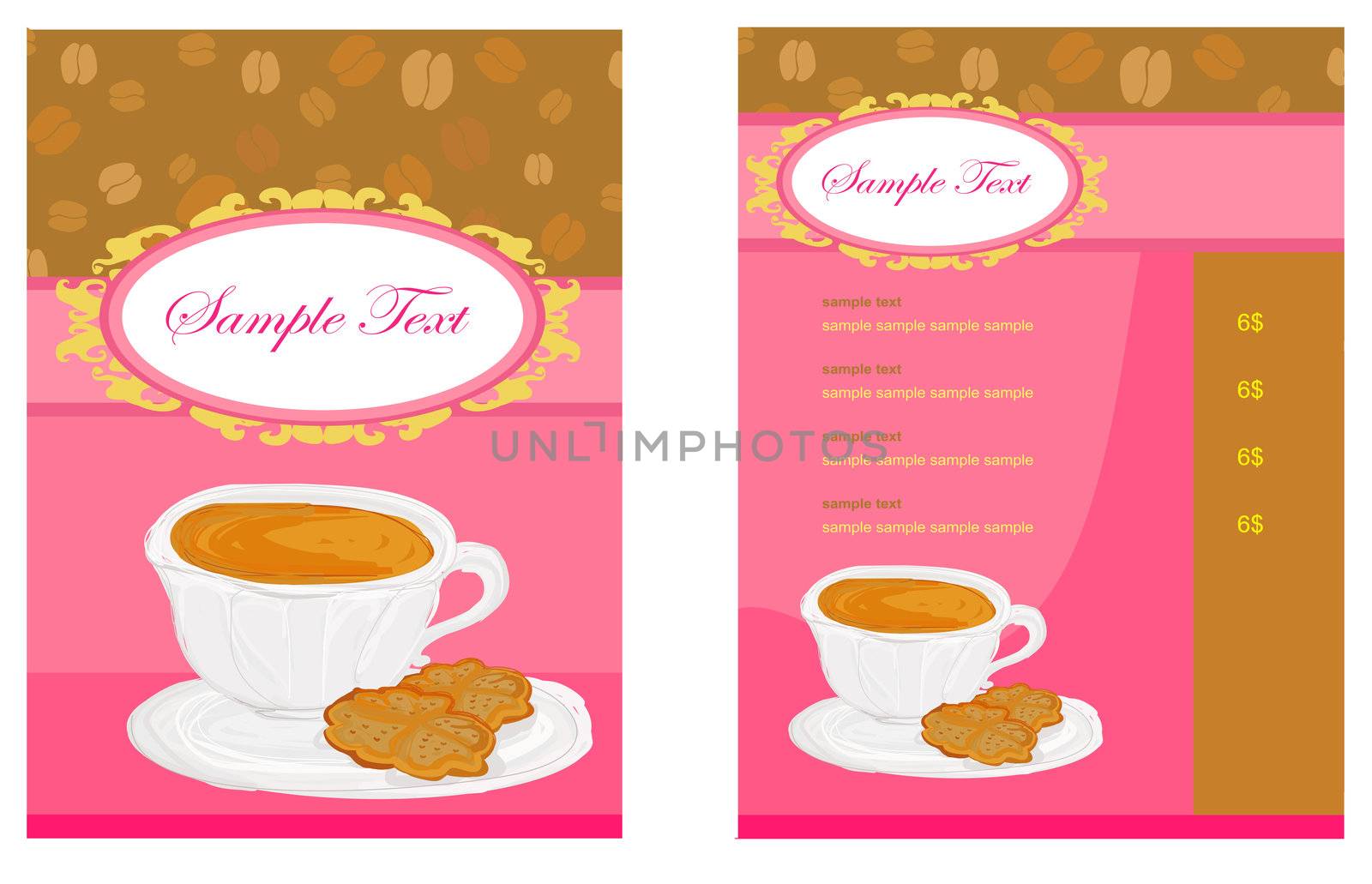 menu coffee shop set