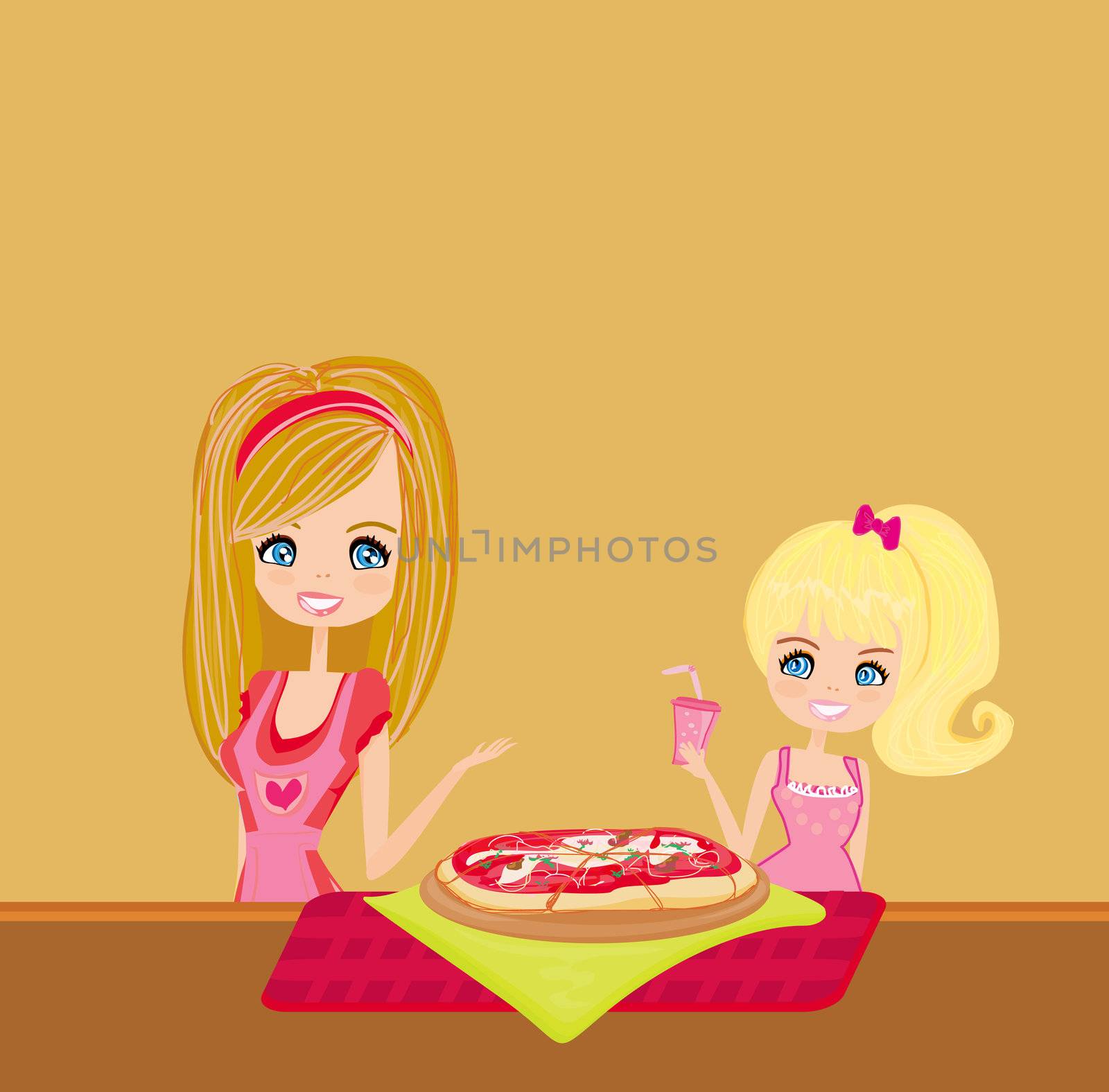 Housewife serving pizza