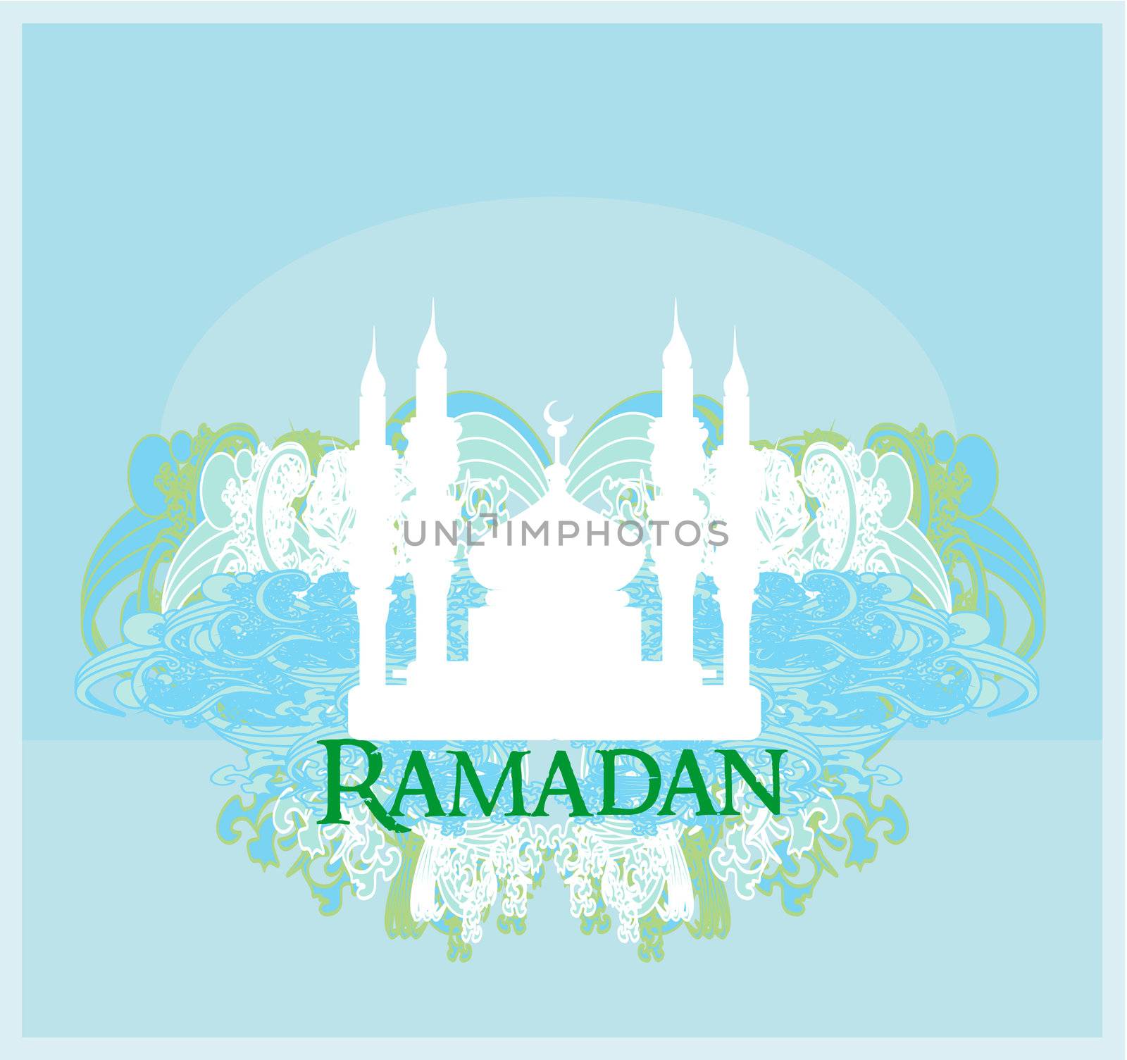 Ramadan background - mosque silhouette vector card