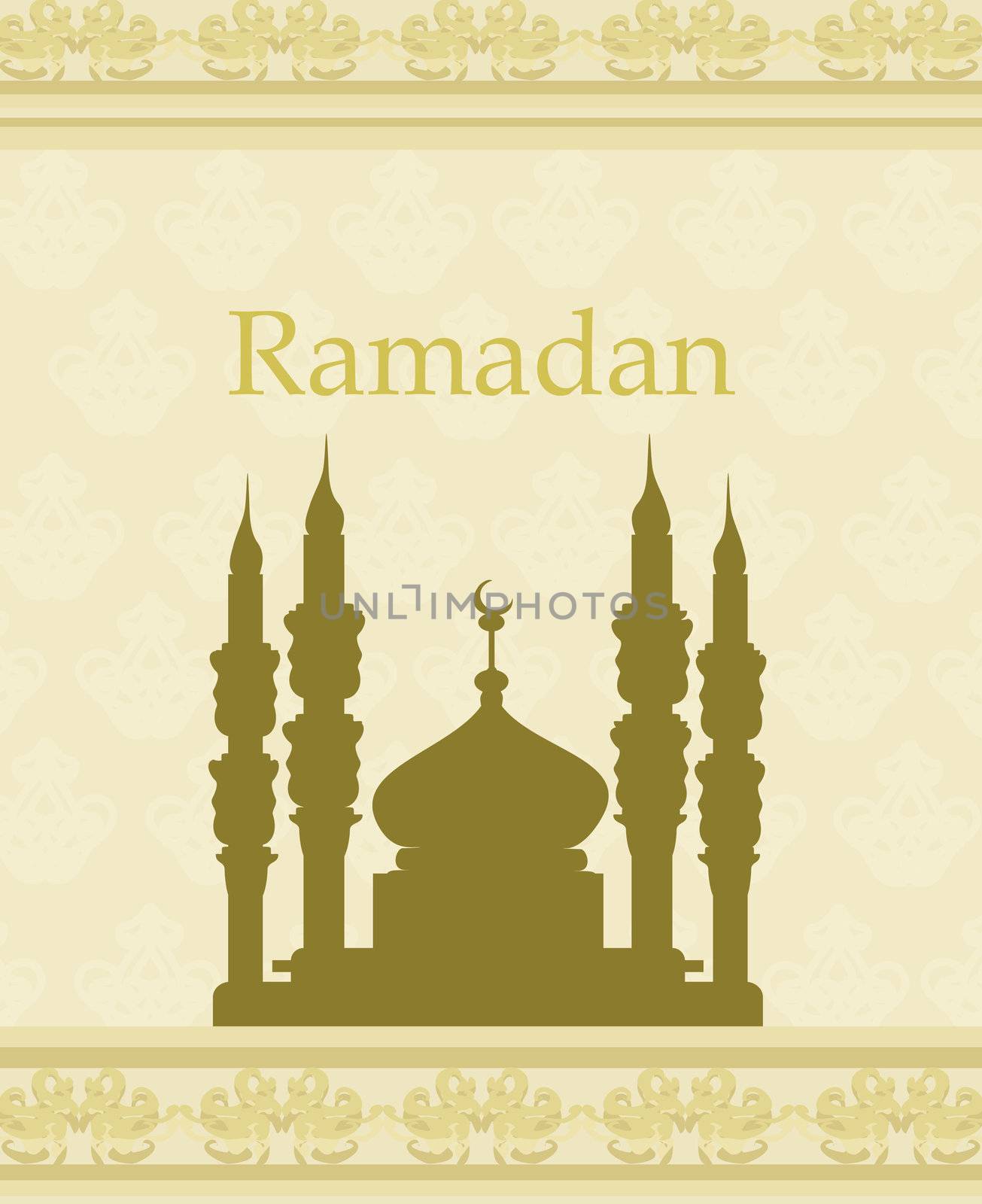 Ramadan background - mosque silhouette vector card