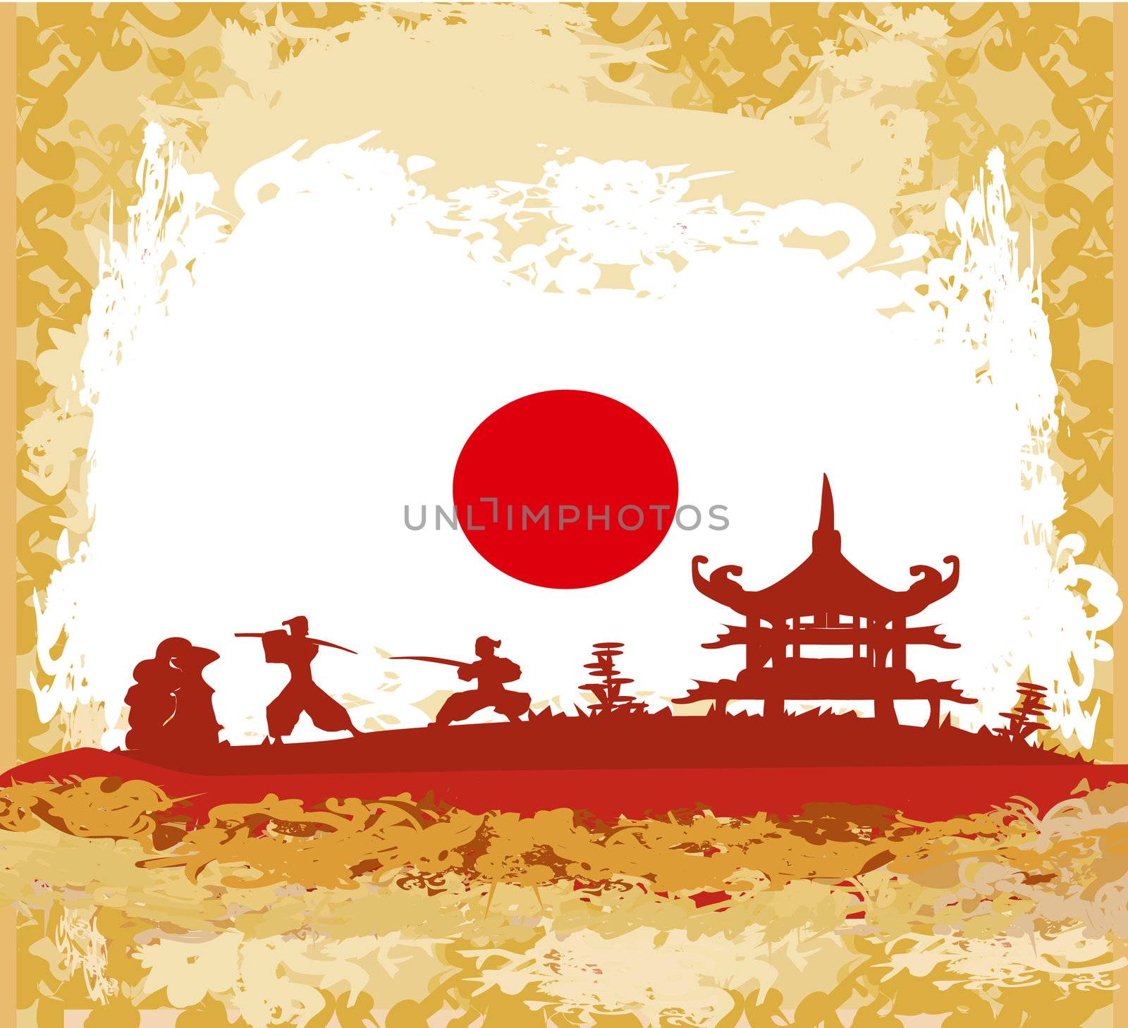 old paper with Samurai silhouette
