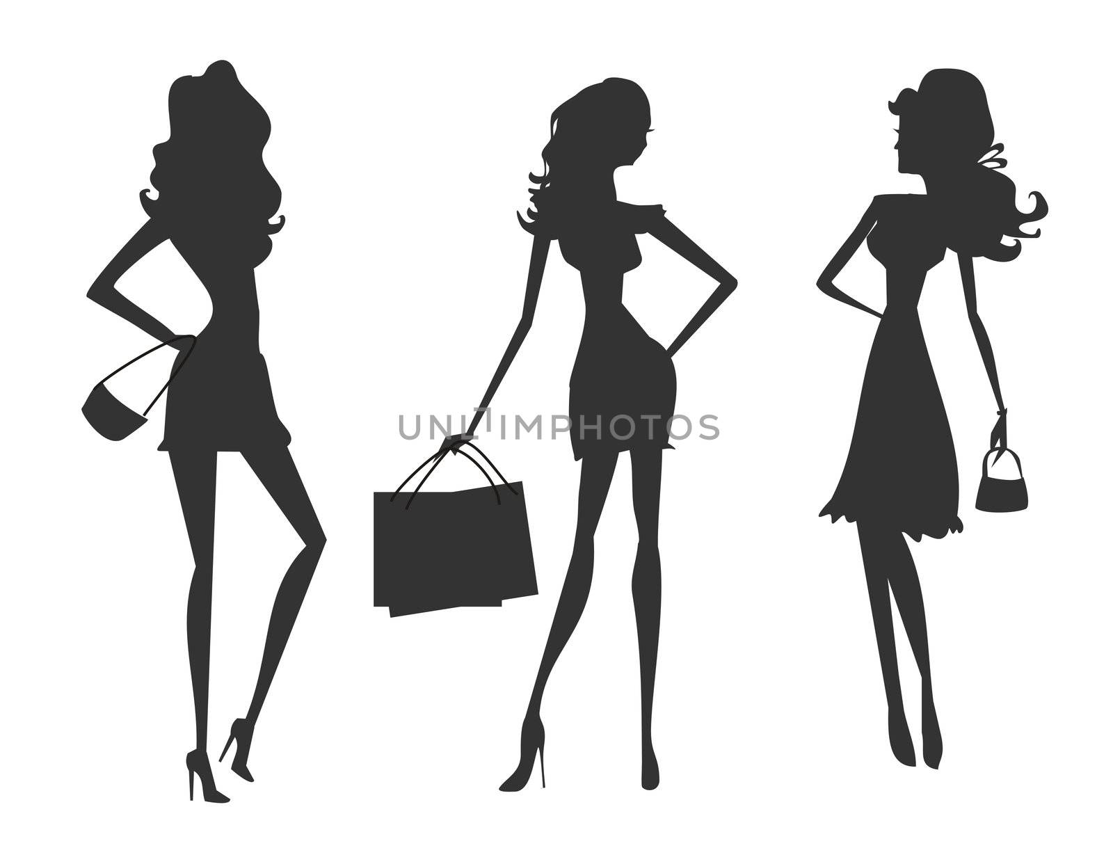 Vector fashion shopping girls silhouettes