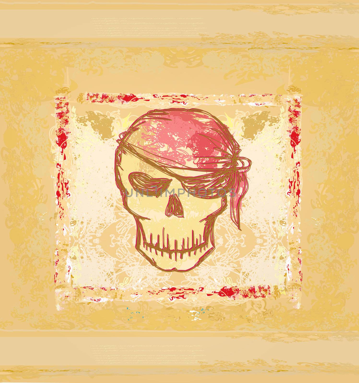 Skull Pirate - retro card