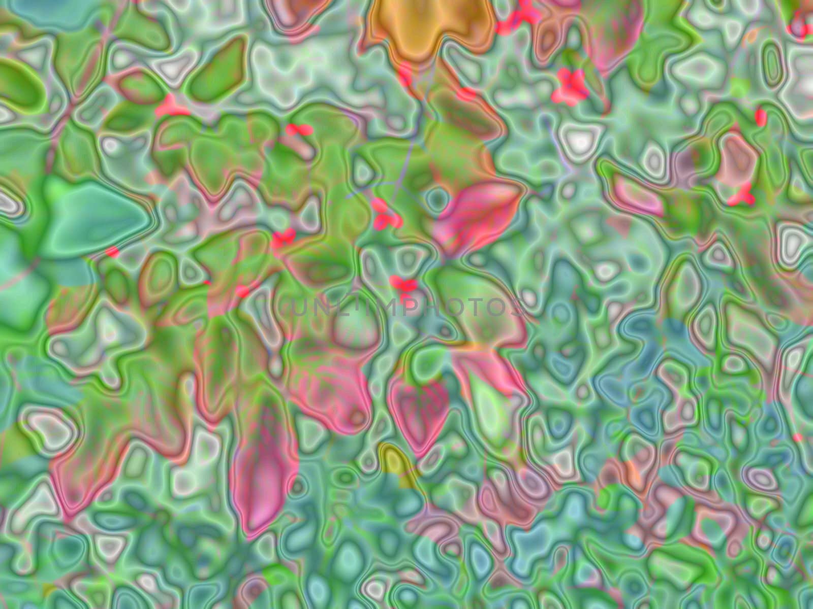 berries and foliage in abstract art effect