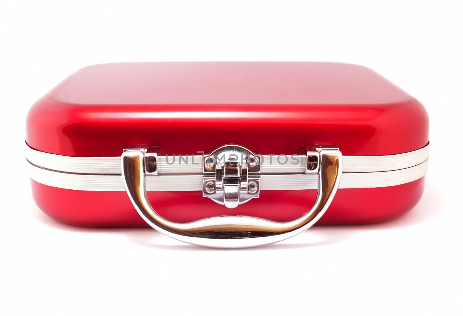 Red suitcase isolated over white