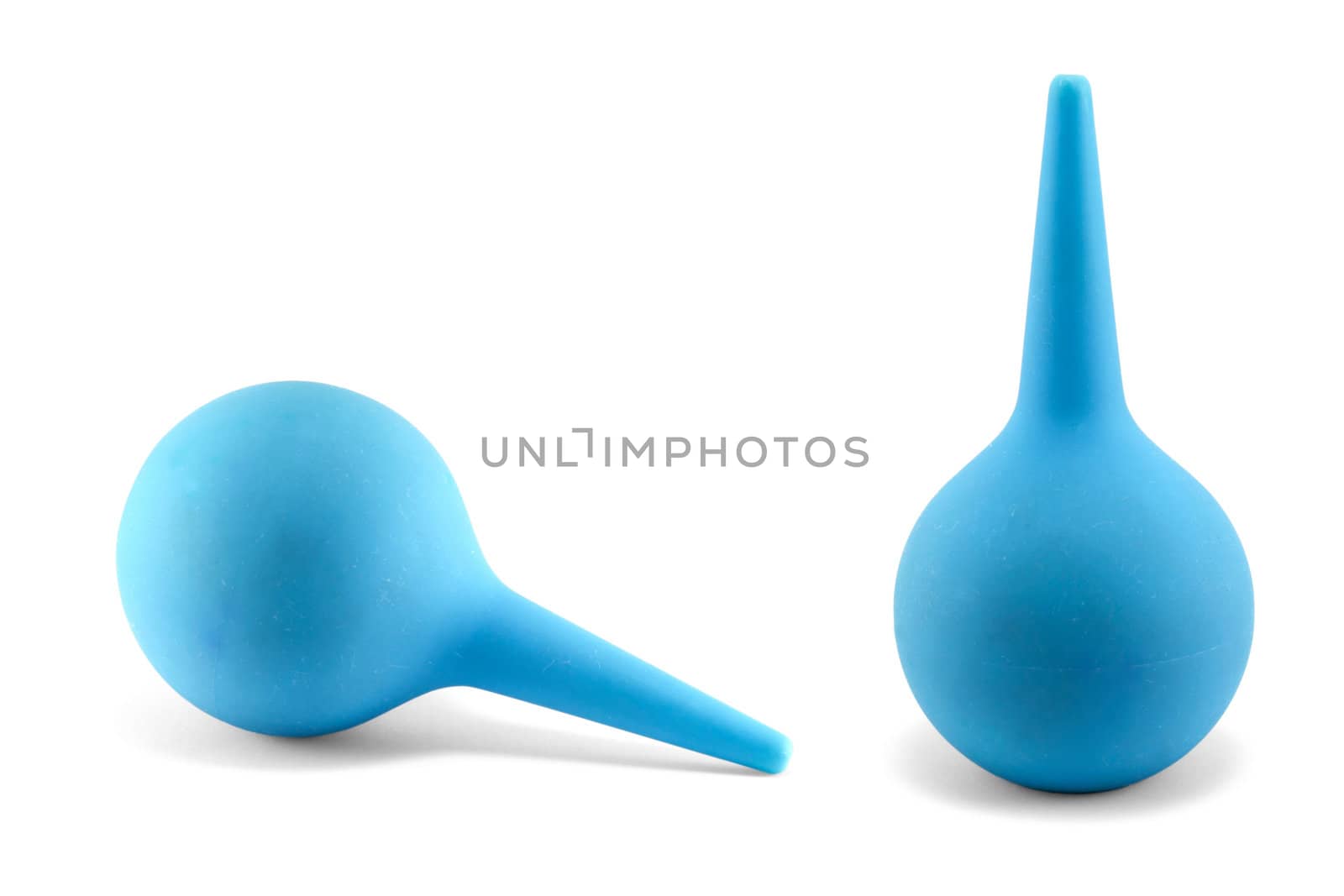 blue rubber pear isolated on white