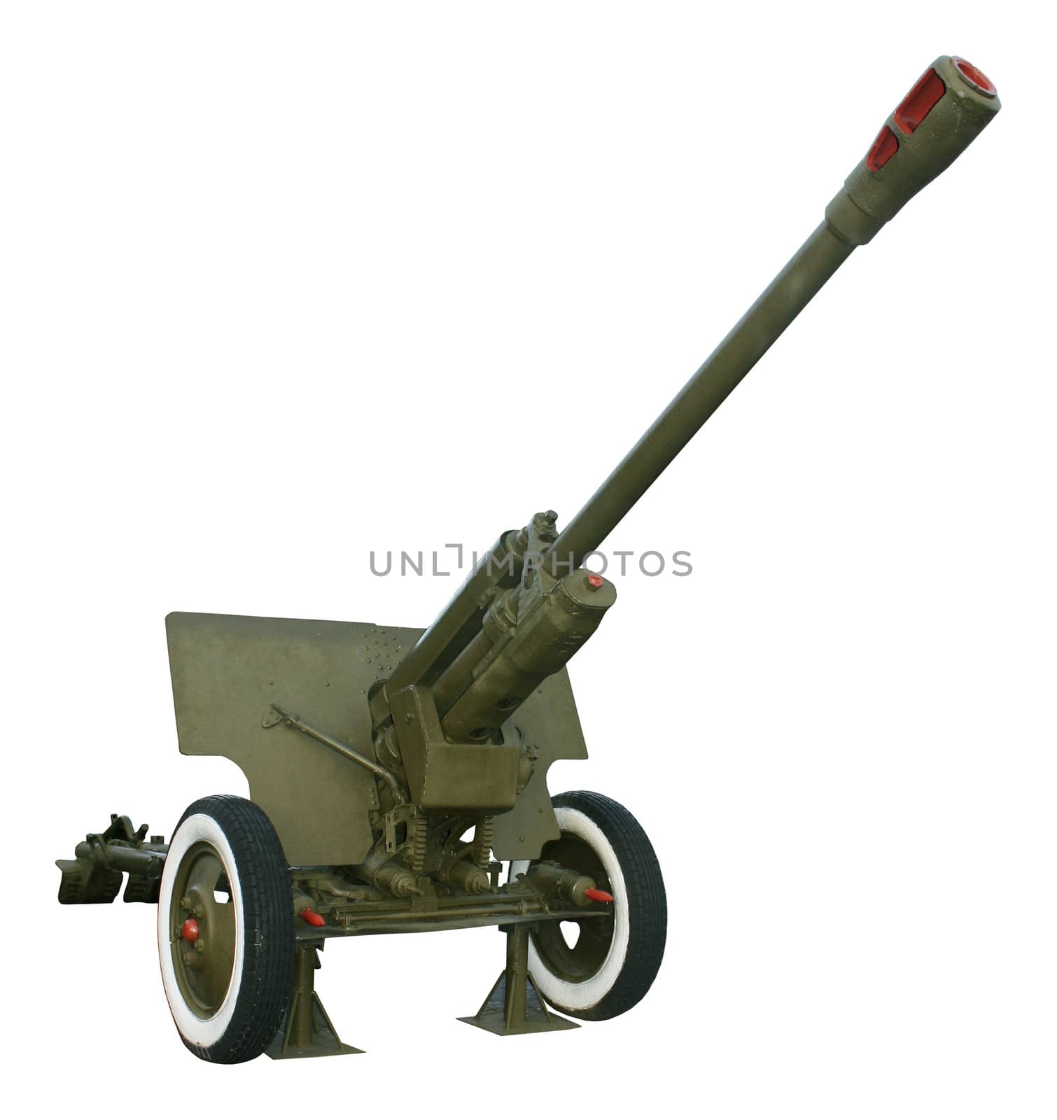 Cannon. Artillery Gun. Antitank Gun
Isolated on white background