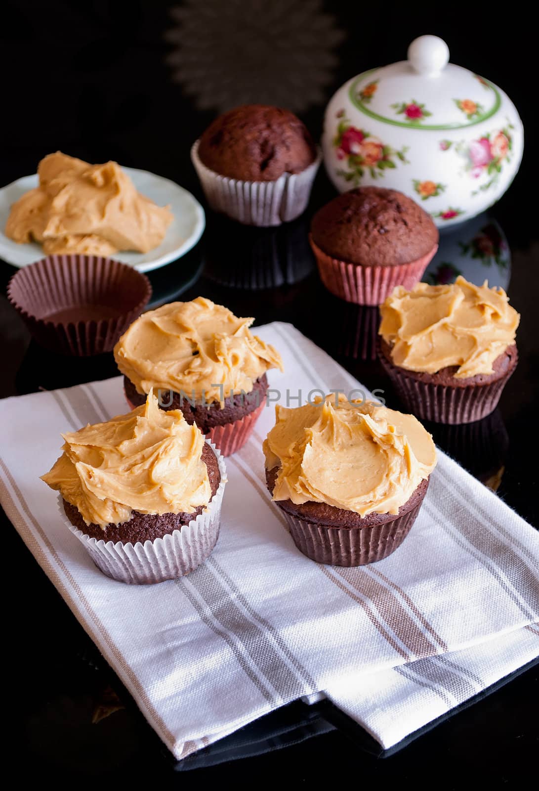 delicious homemade cupcakes with peanut butter icing