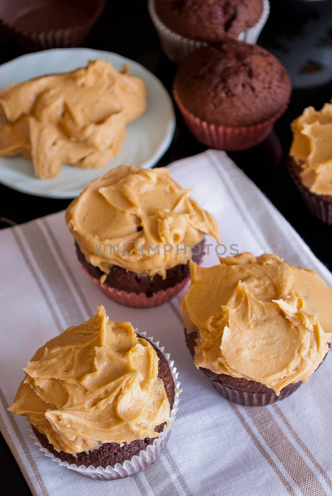 delicious homemade cupcakes with peanut butter icing