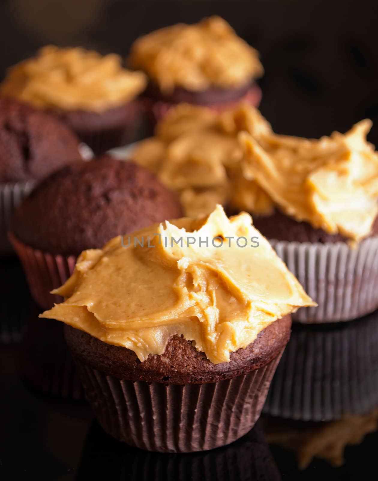 delicious homemade cupcakes with peanut butter icing