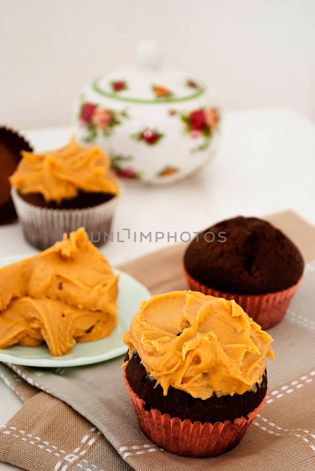 delicious homemade cupcakes with peanut butter icing