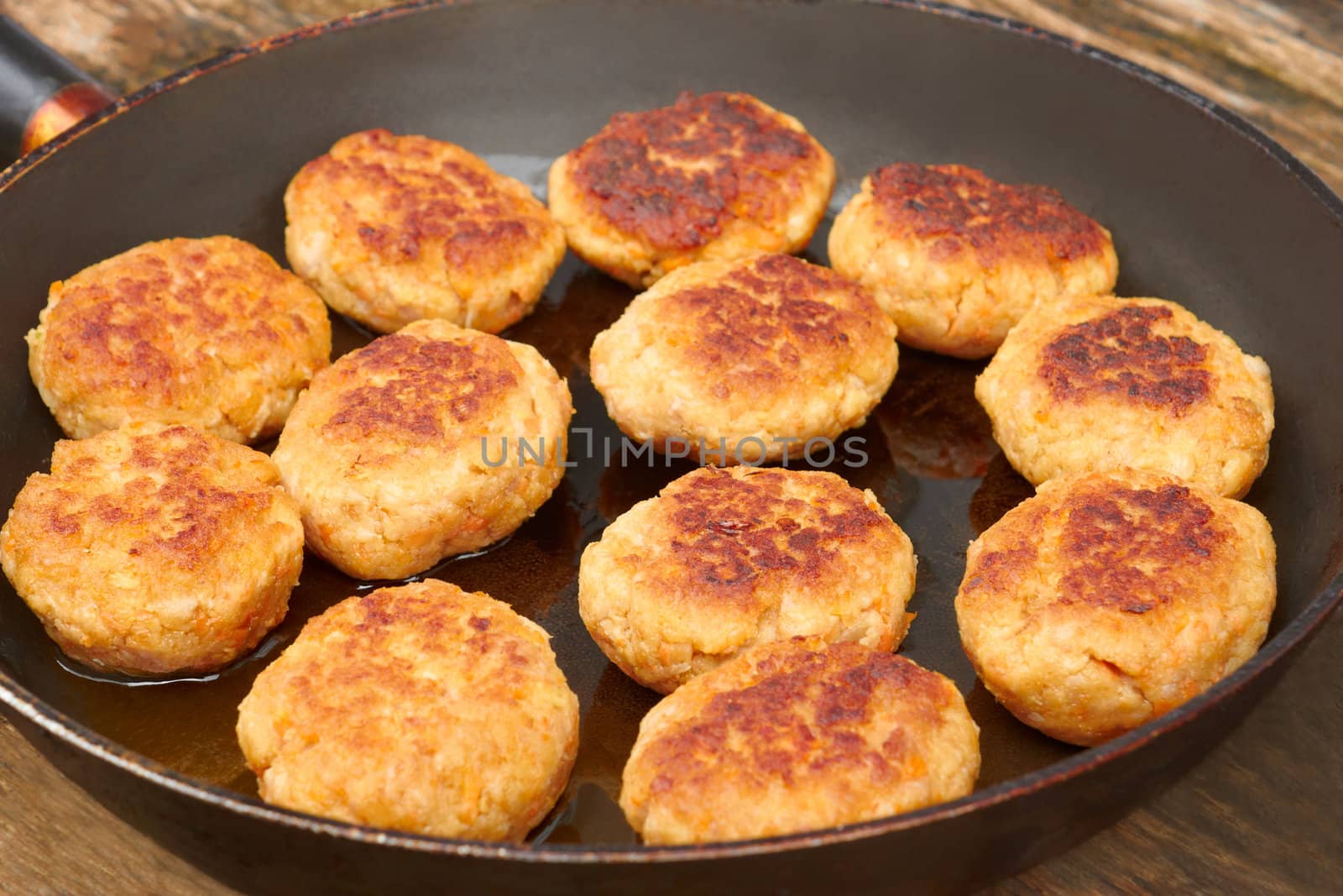 Fried meat cutlets on a pan by qiiip