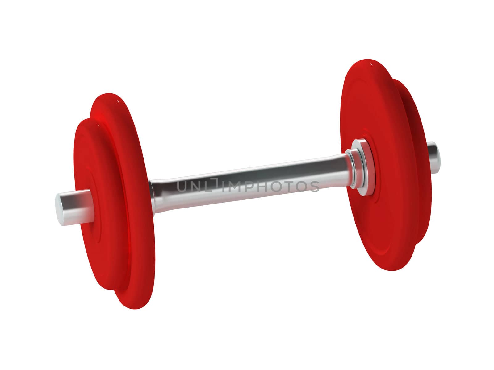Red dumbbell. This image contains clipping path for easy background removing.