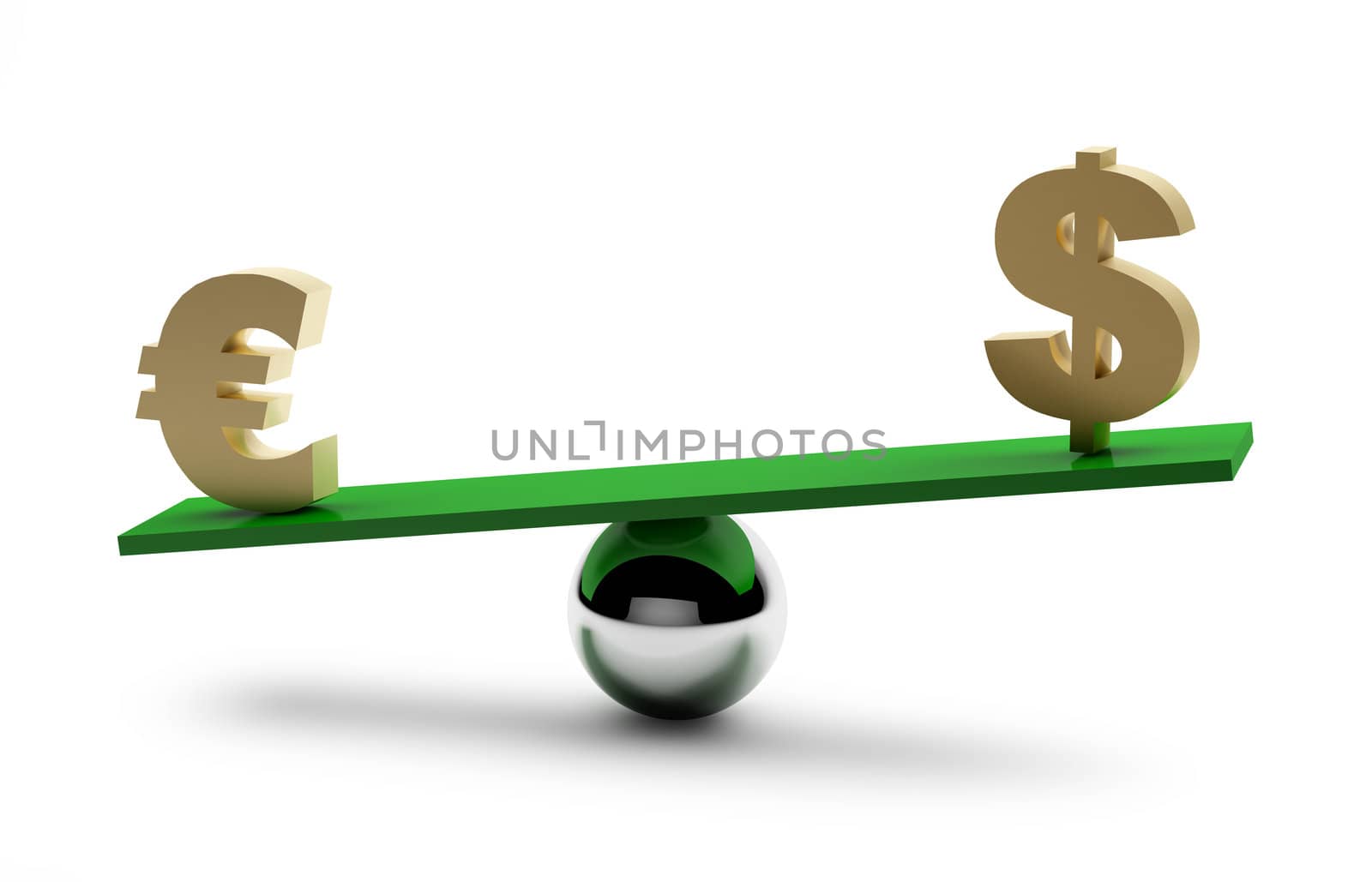 Balance Of Dollar And Euro. This image contains clipping path for easy background removing.