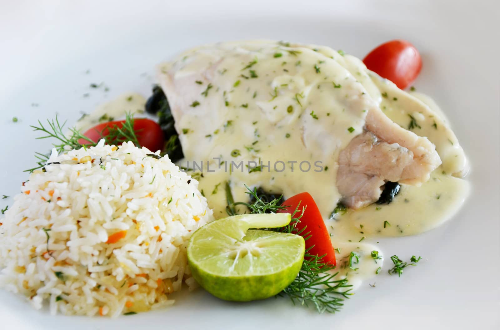 steak  from fish with creamy sauce