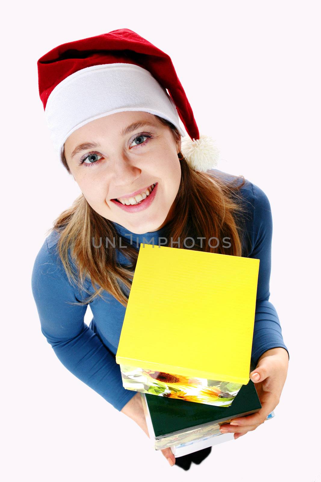 An image of a nice girl with boxes
