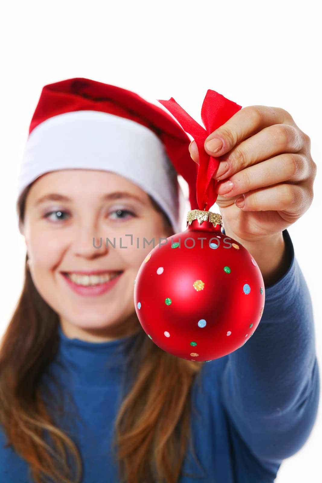 Girl with christmas ball by velkol