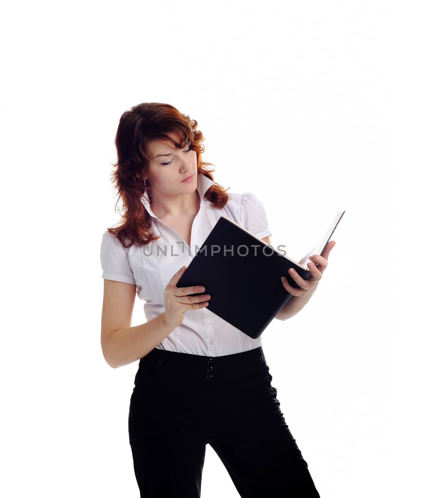 An image of a woman with big book