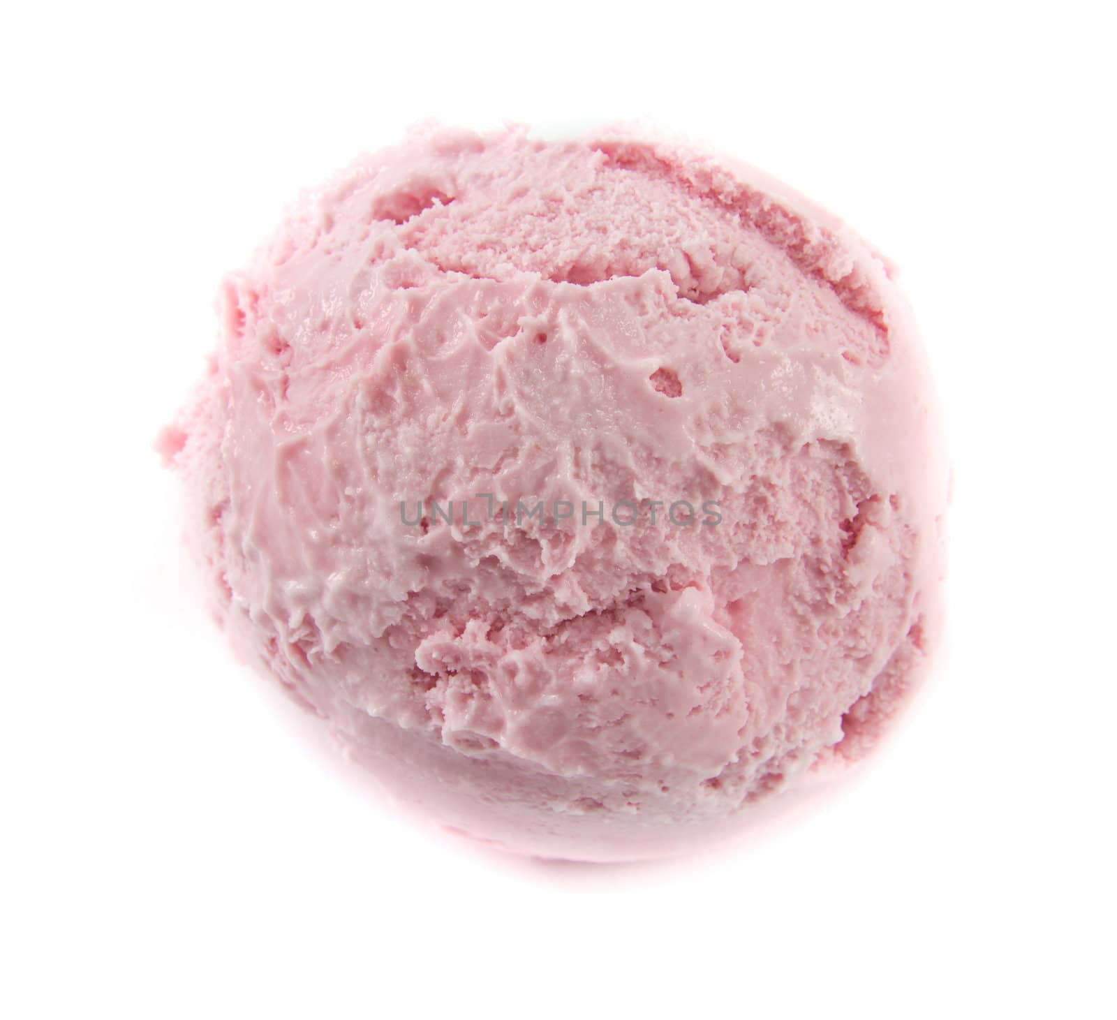 Picture of a a cold strawberry icecream ball