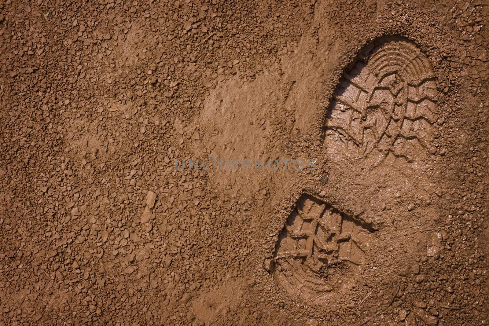 Bootprint on mud  by photosoup