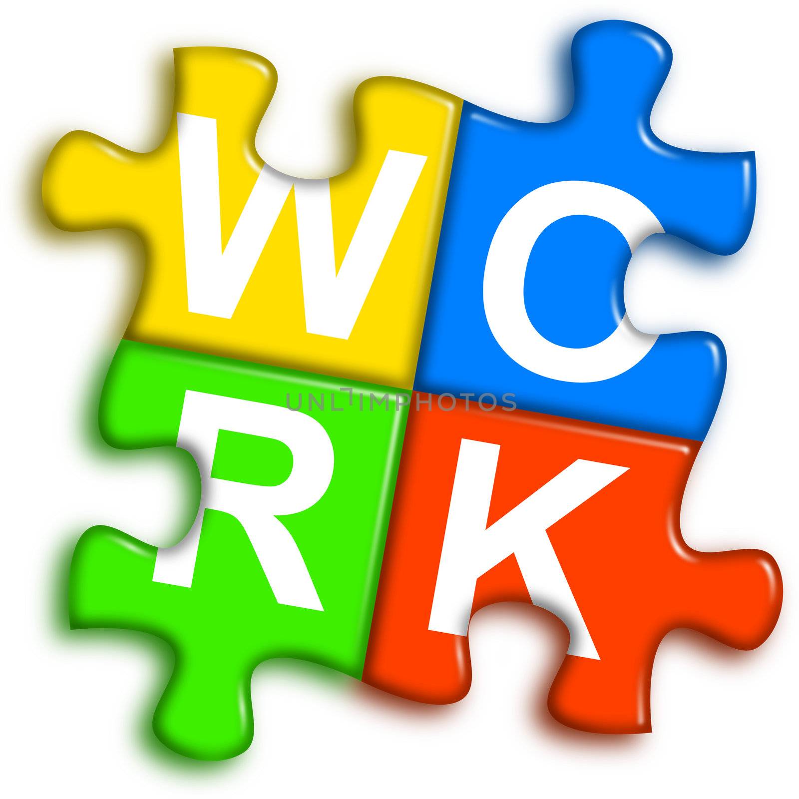 Combined multi-color puzzle - work concept by make