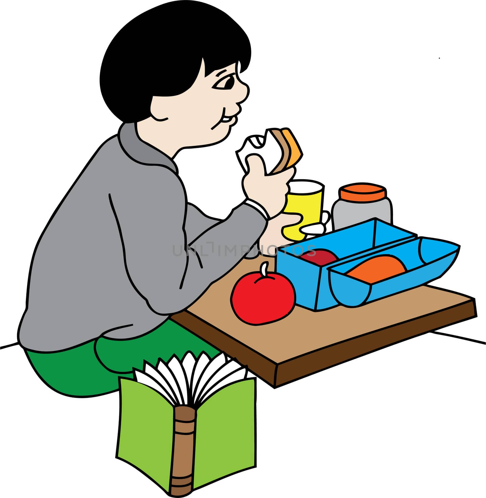 Boy eating at lunch by nadil