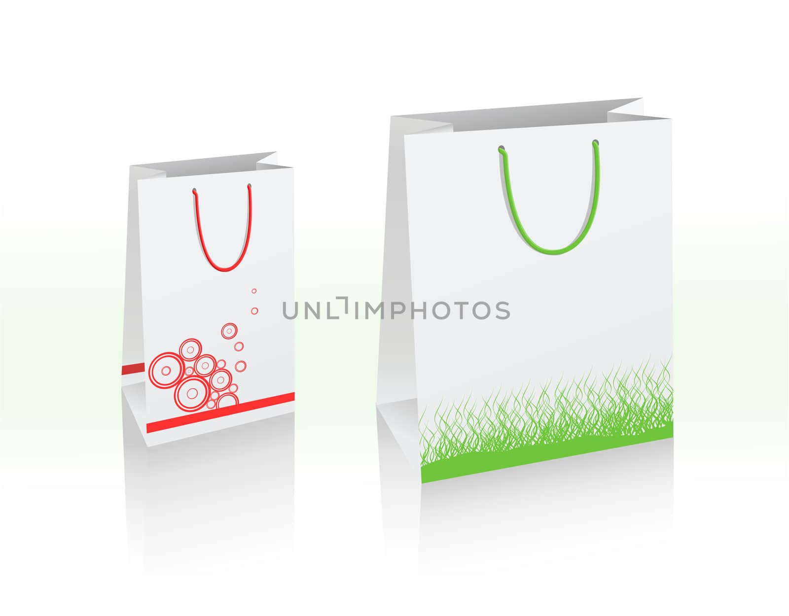Illustration of two vector bags, white with copy-space