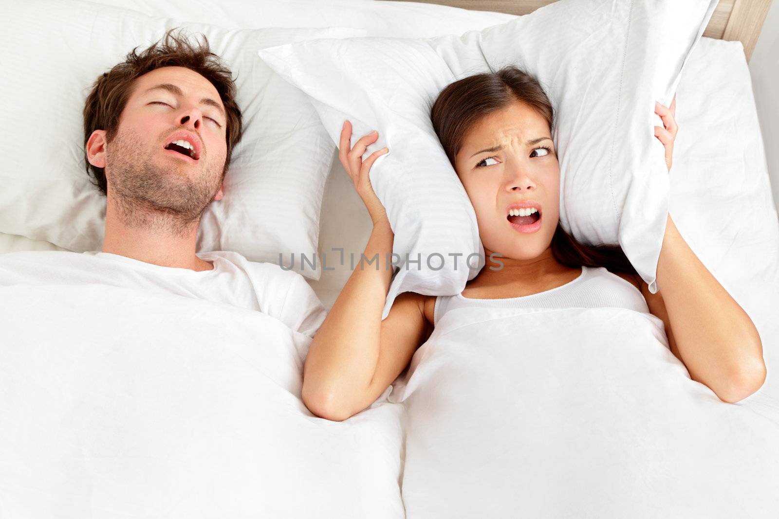 Snoring man - couple in bed by Maridav