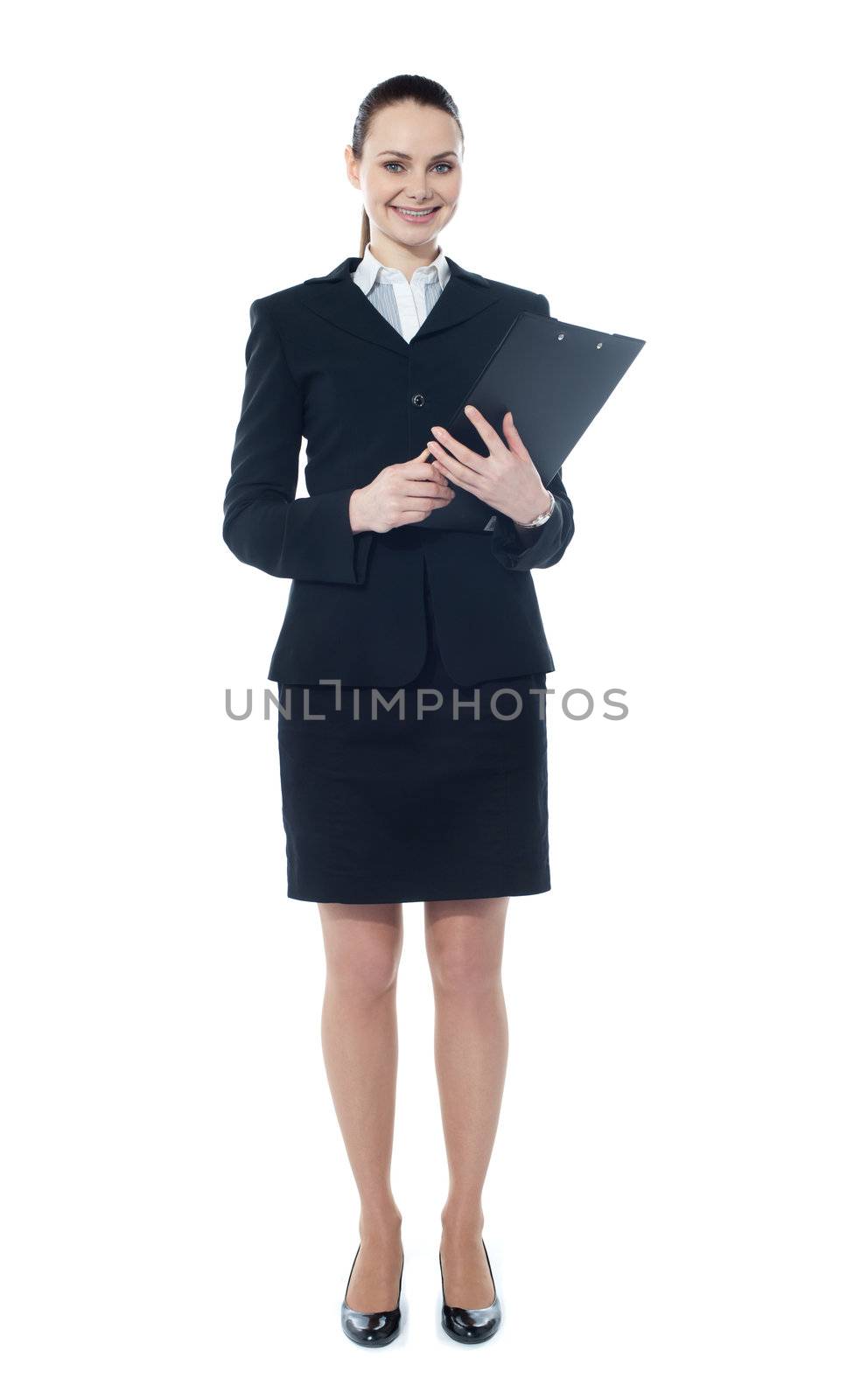 Young businesswoman with a document folder by stockyimages