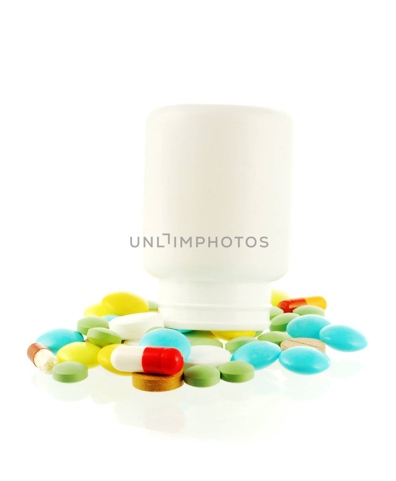 Bottle with falling out pills by iryna_rasko