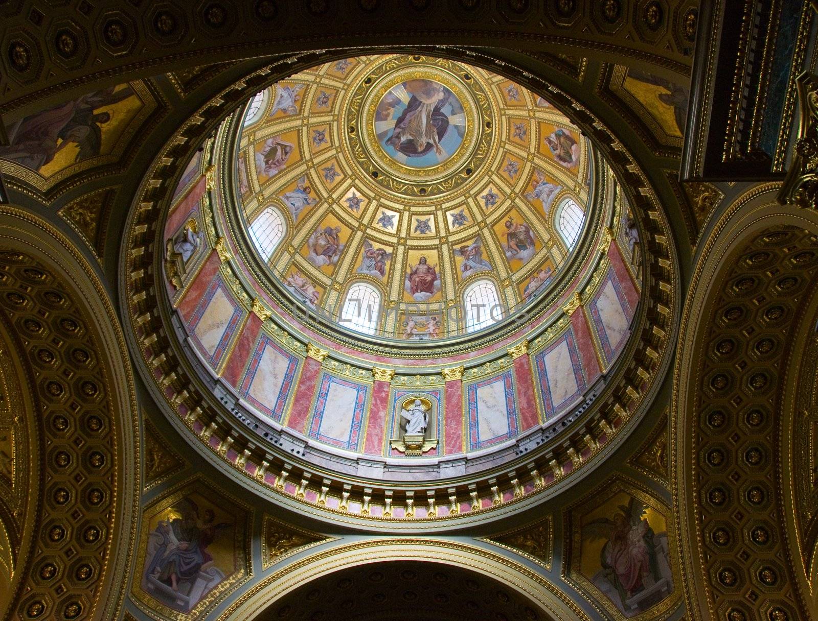 Dome with fresco in St Ishtvan's Basilica Budapest, Hungary