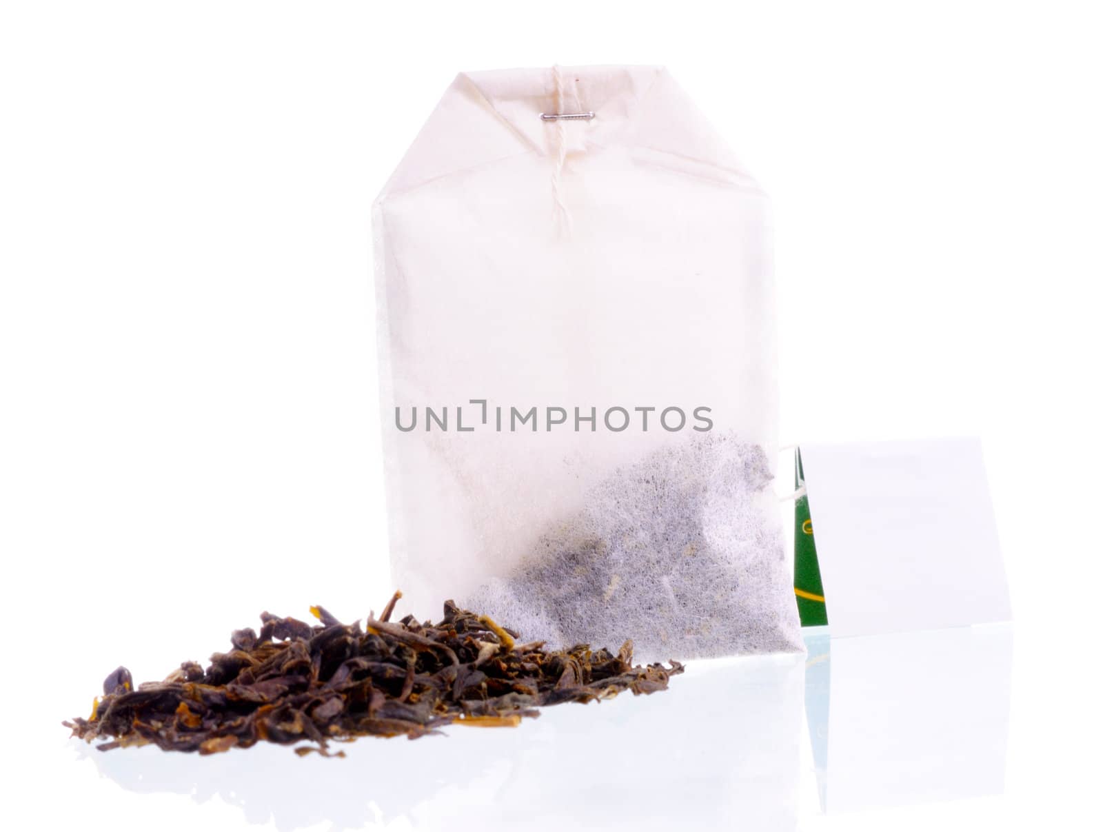 Teabag with white label and tea loose by iryna_rasko