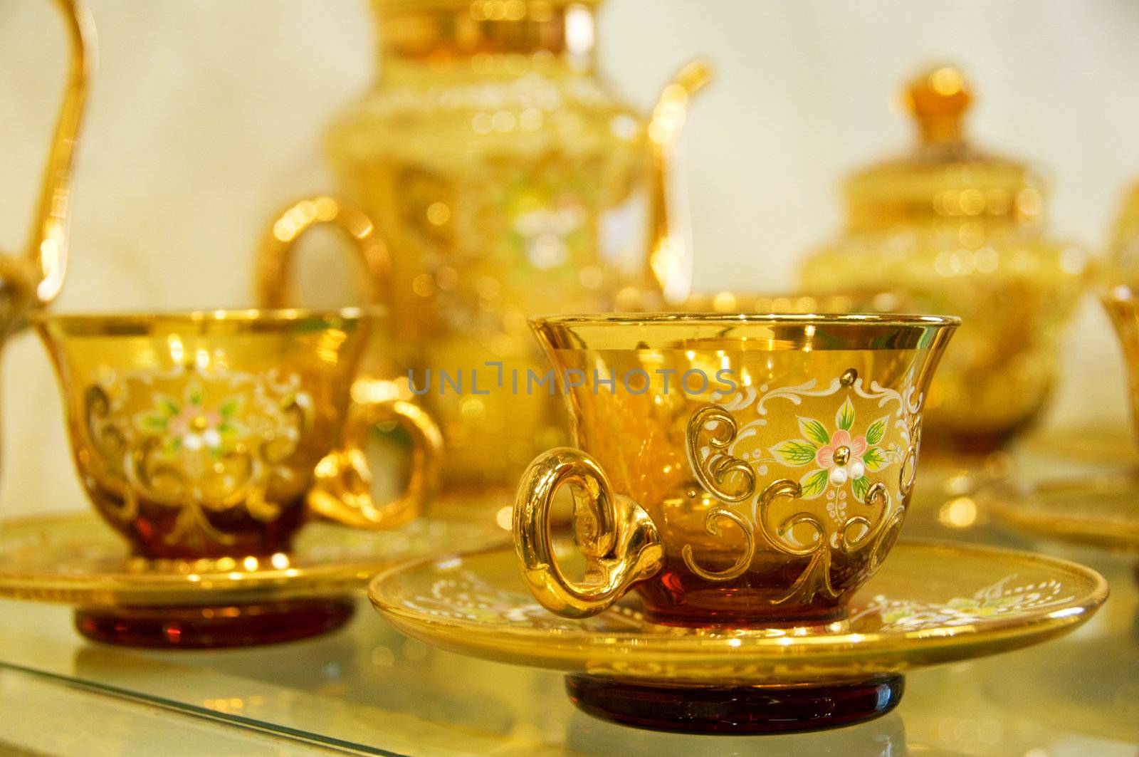 Transparence gold hand-made tea-service by iryna_rasko