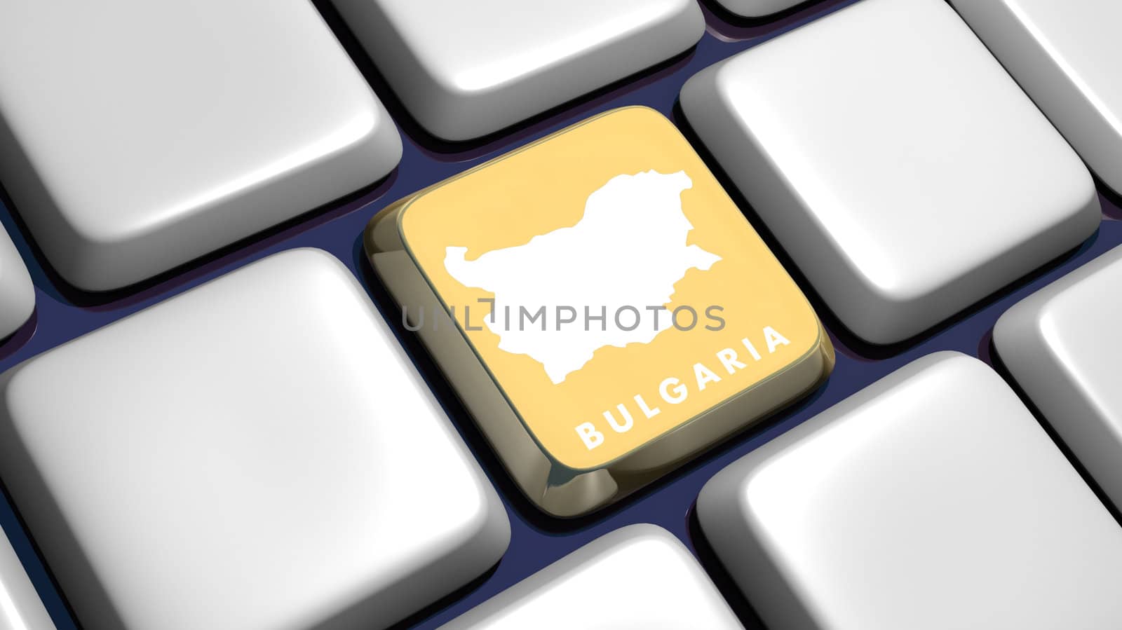 Keyboard (detail) with Bulgaria key - 3d made 