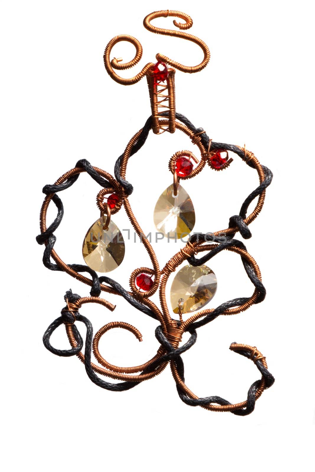 Unique elegant handmade wire-work pendant  with glamour shining jems