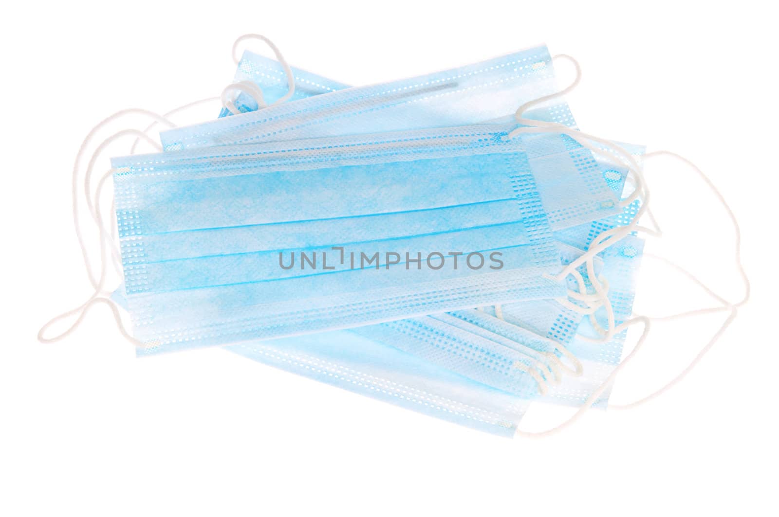 Disposable medical masks isolated on white background