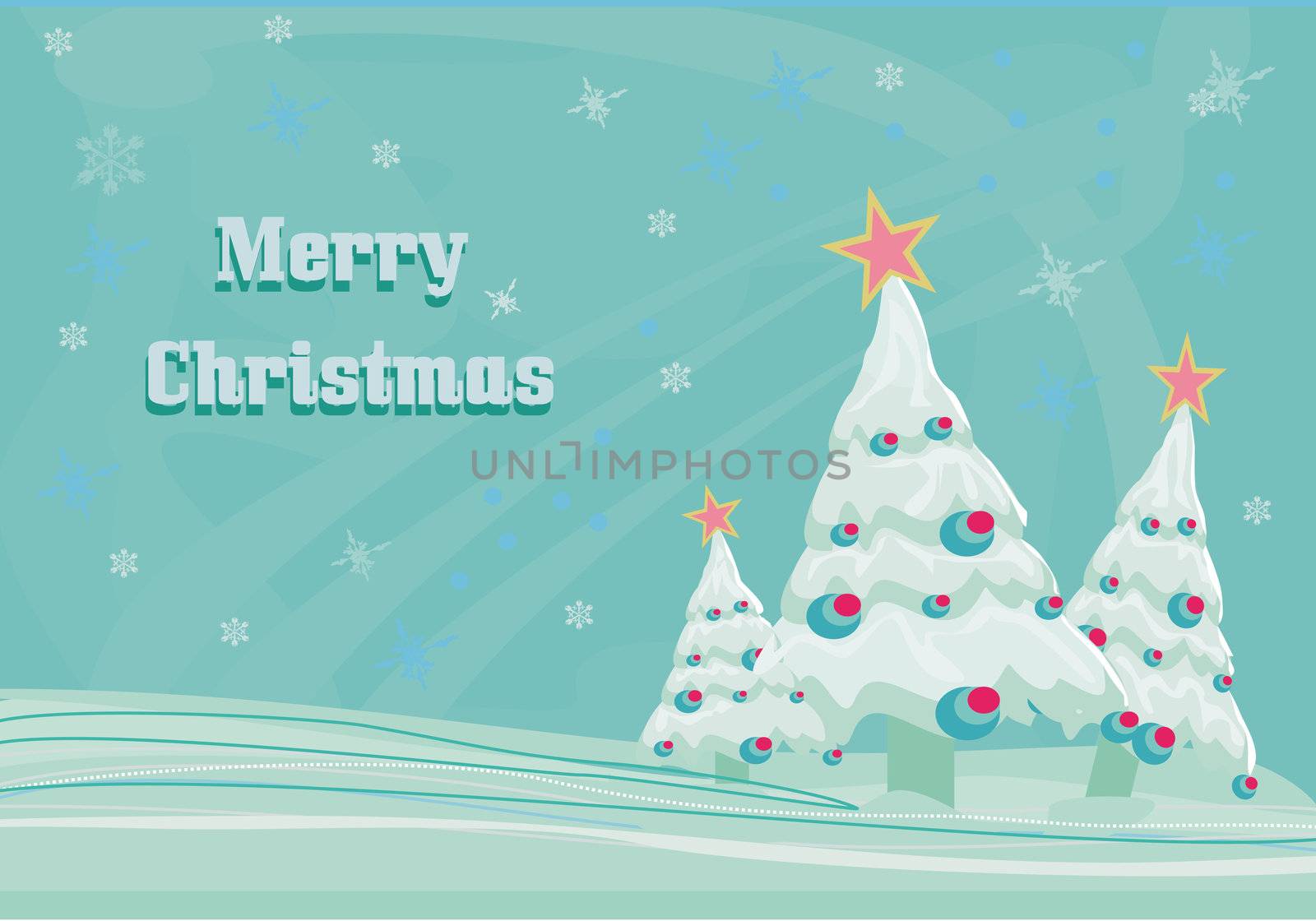 christmas trees in blue