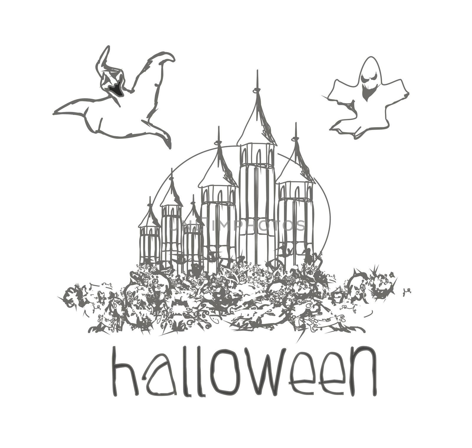 Halloween Haunted House doodles