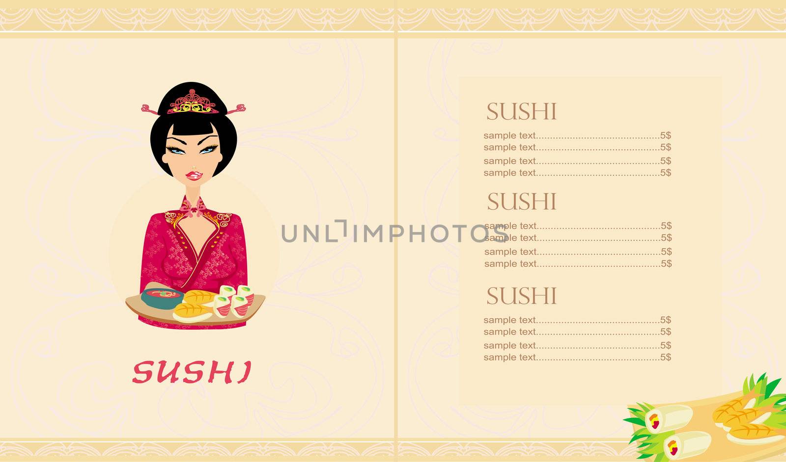 template of traditional Japanese food menu