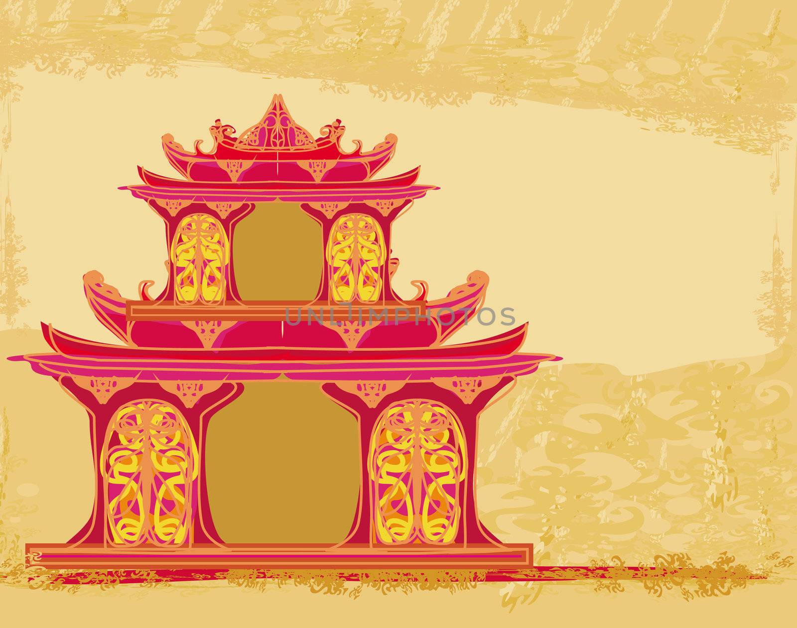 old paper with Asian Landscape