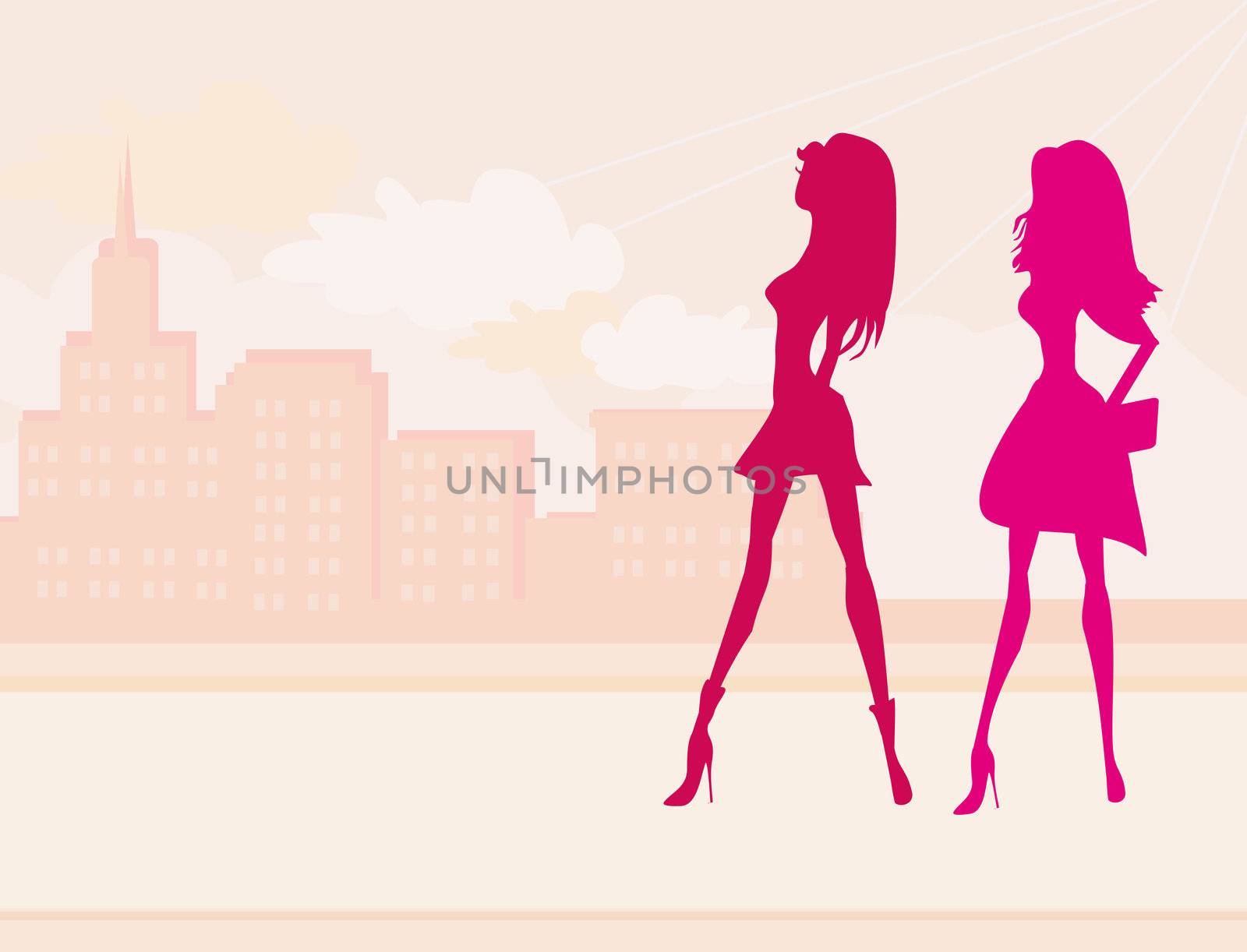 fashion girls Shopping silhouettes