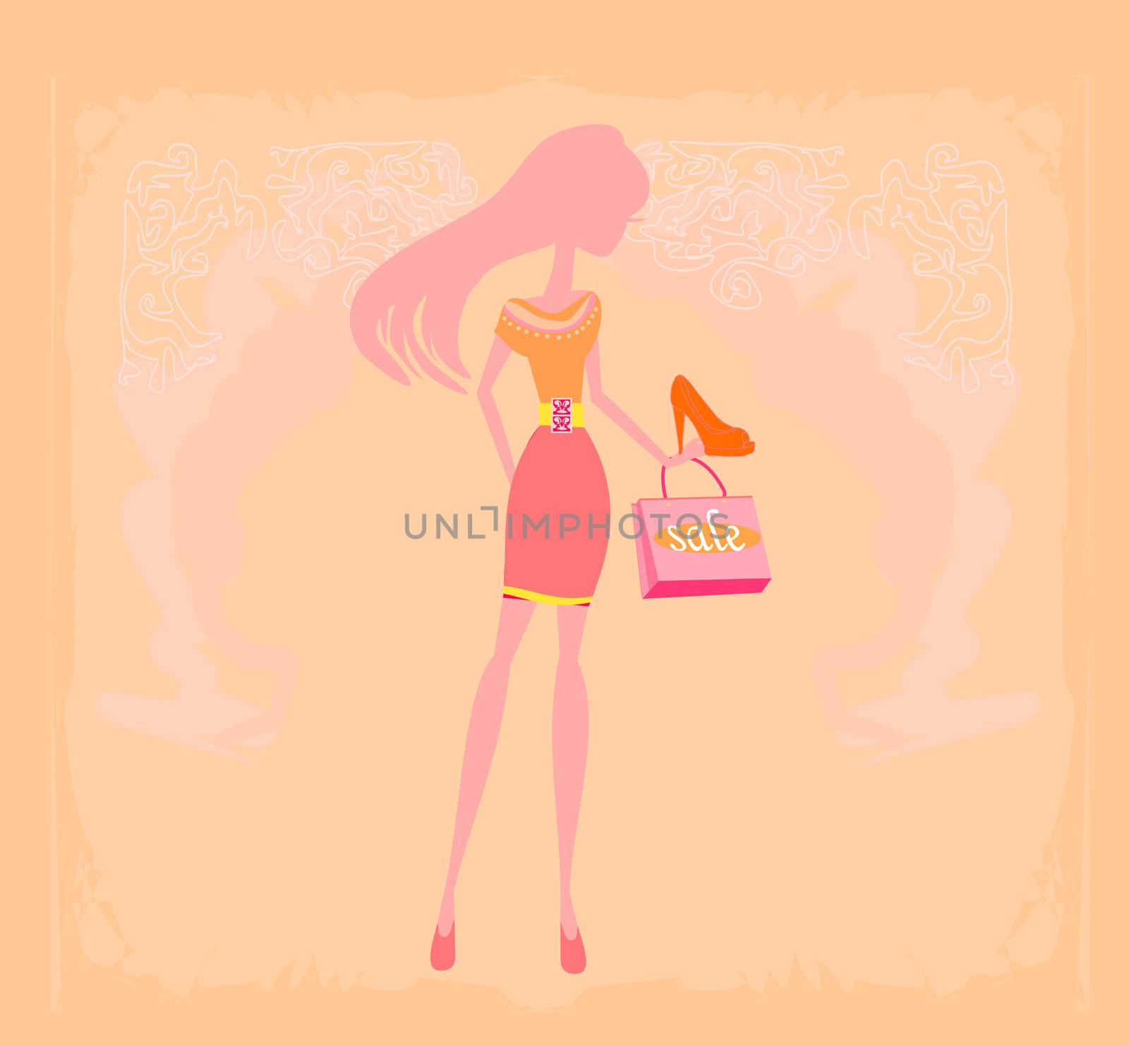 Fashion girl shopping in shoe shop
