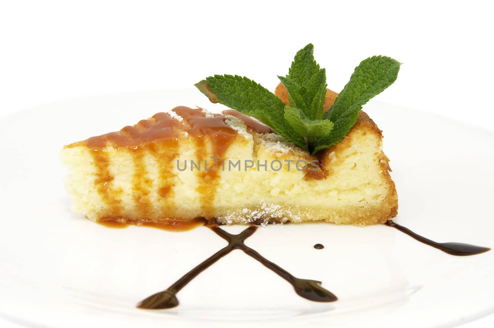 a piece of cheesecake on a white plate