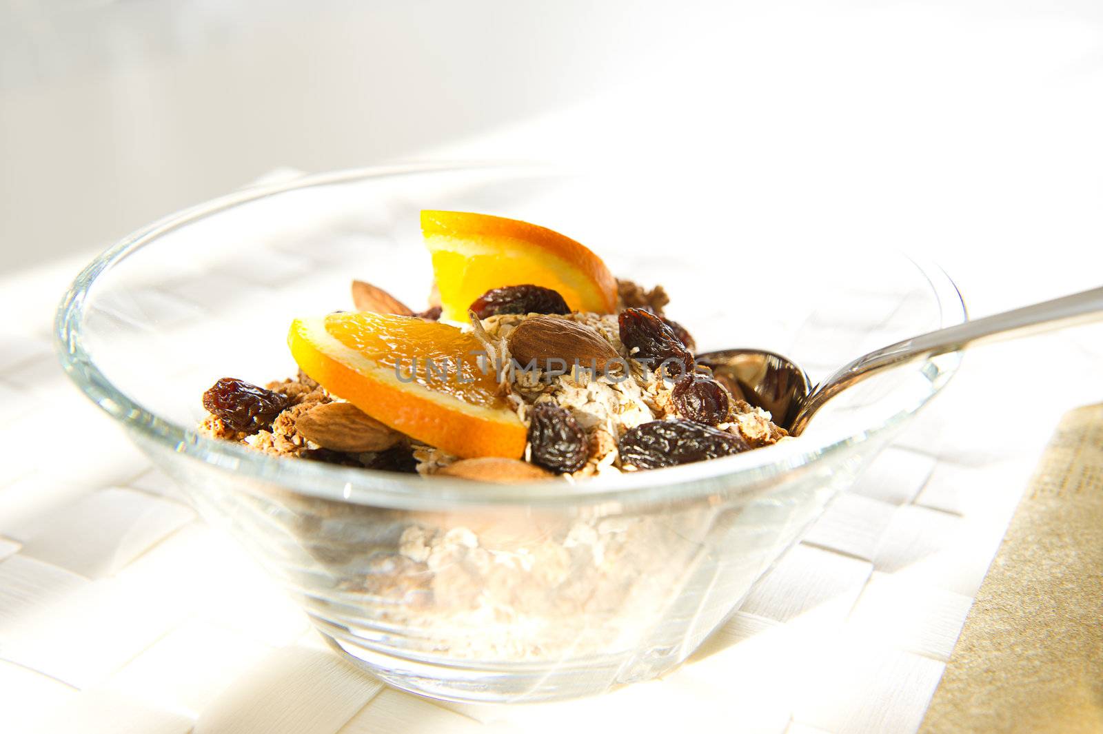 Close-up of a bowl of healthy muesli