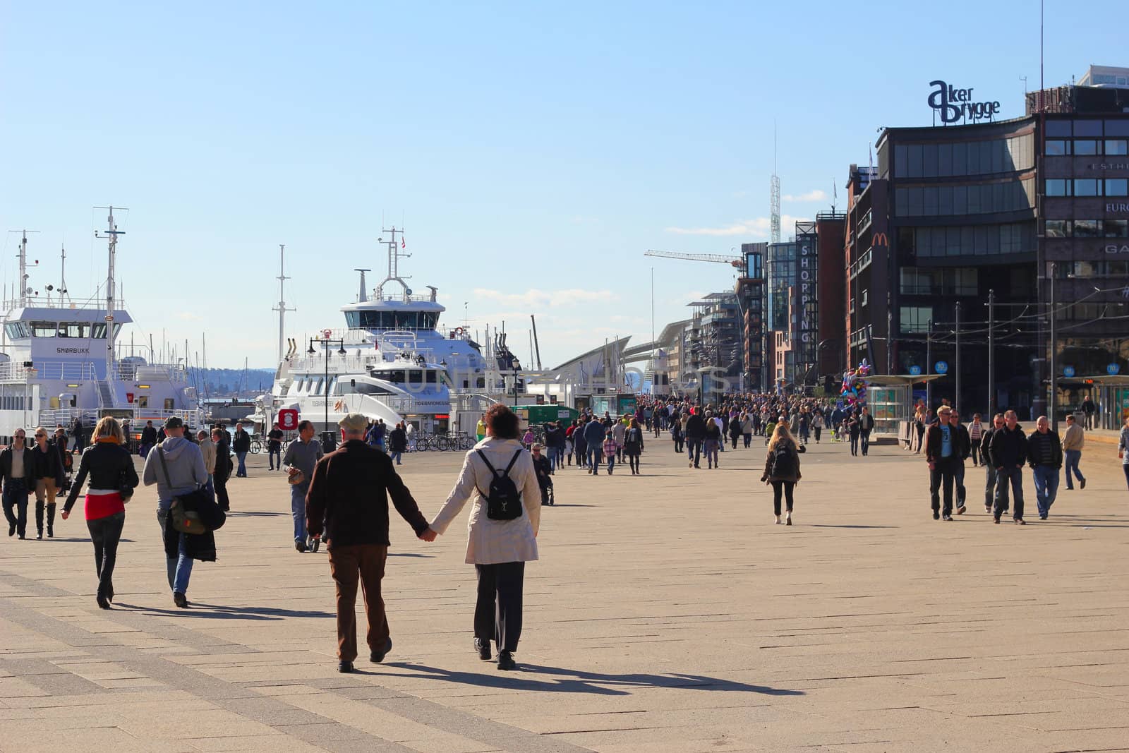 Aker Brygge is an area in Oslo, Norway. It is a popular meeting place for shopping, dining, and entertainment. As many as 12 million visitors a year make Aker Brygge Norway's biggest destination.